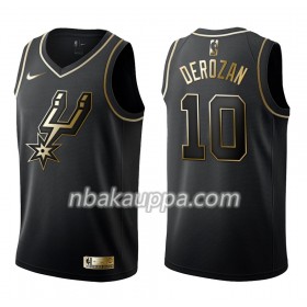 San Antonio Spurs DeMar DeRozan 10 Nike Musta Golden Edition Pelipaidat Swingman - Miesten